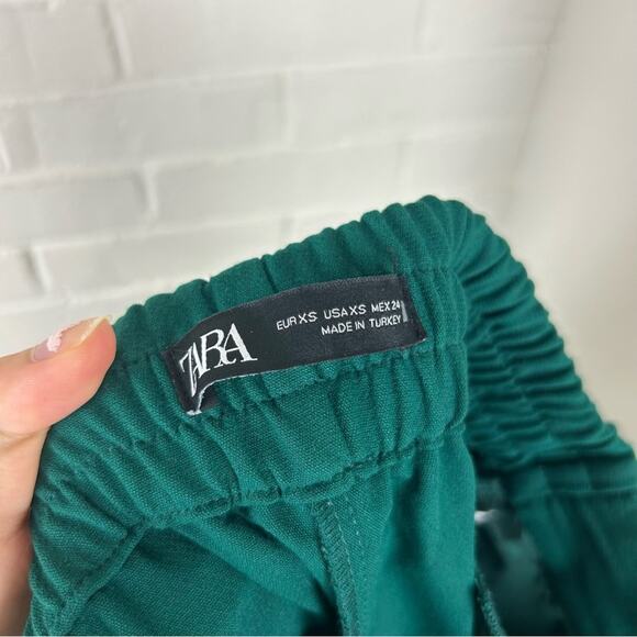 Zara Green High Rise Tapered Trouser Pants w Gold Button Accent Detail Size XS - Picture 4 of 14